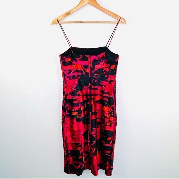 JS Collection red pink and black tiered dress spaghetti straps size 4 - Picture 3 of 7